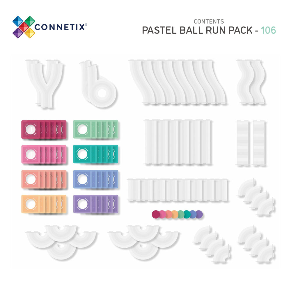 CONNETIX Tiles - Pastel Ball Run Pack 106 Pieces