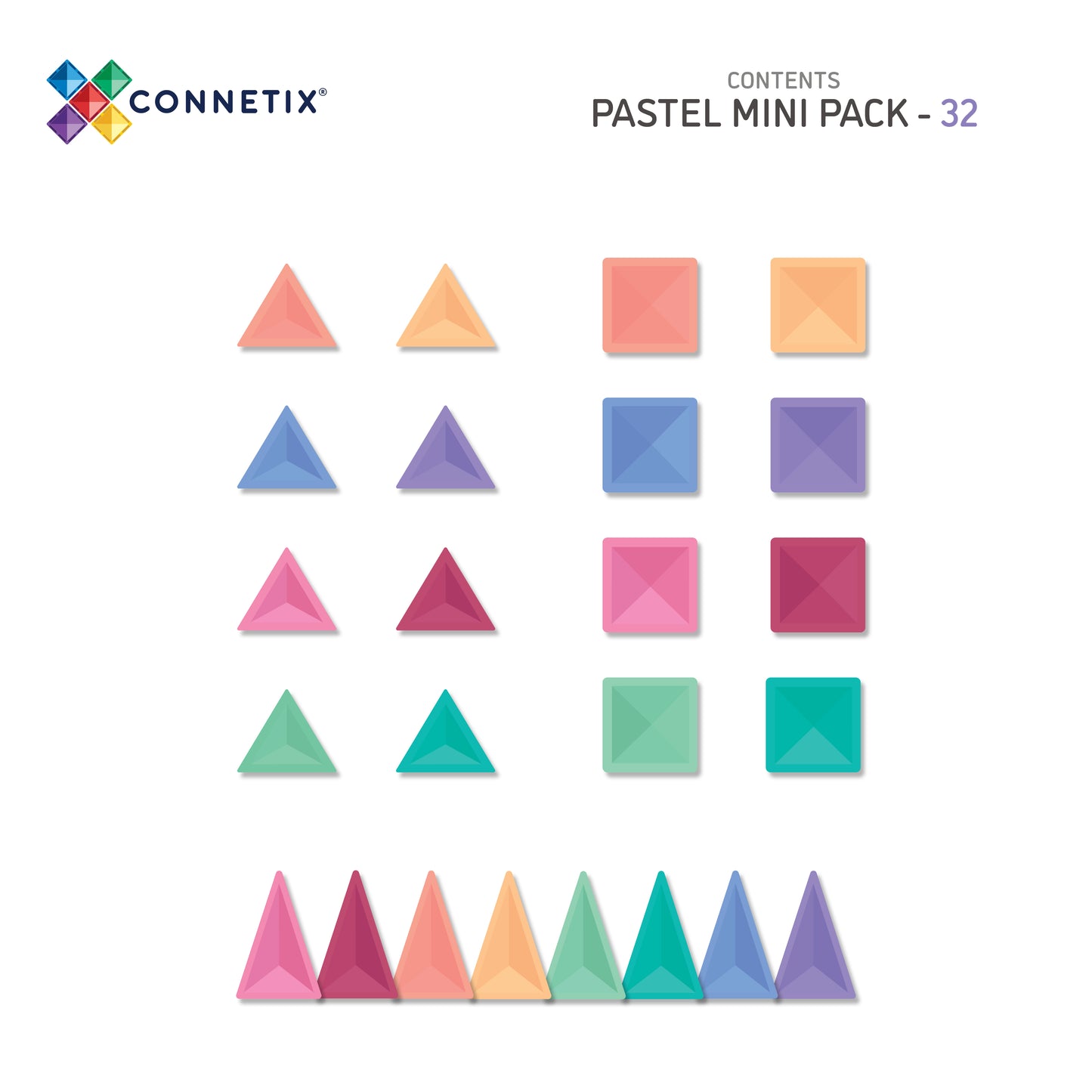 CONNETIX Tiles - Pastel Mini Pack 32 Pieces