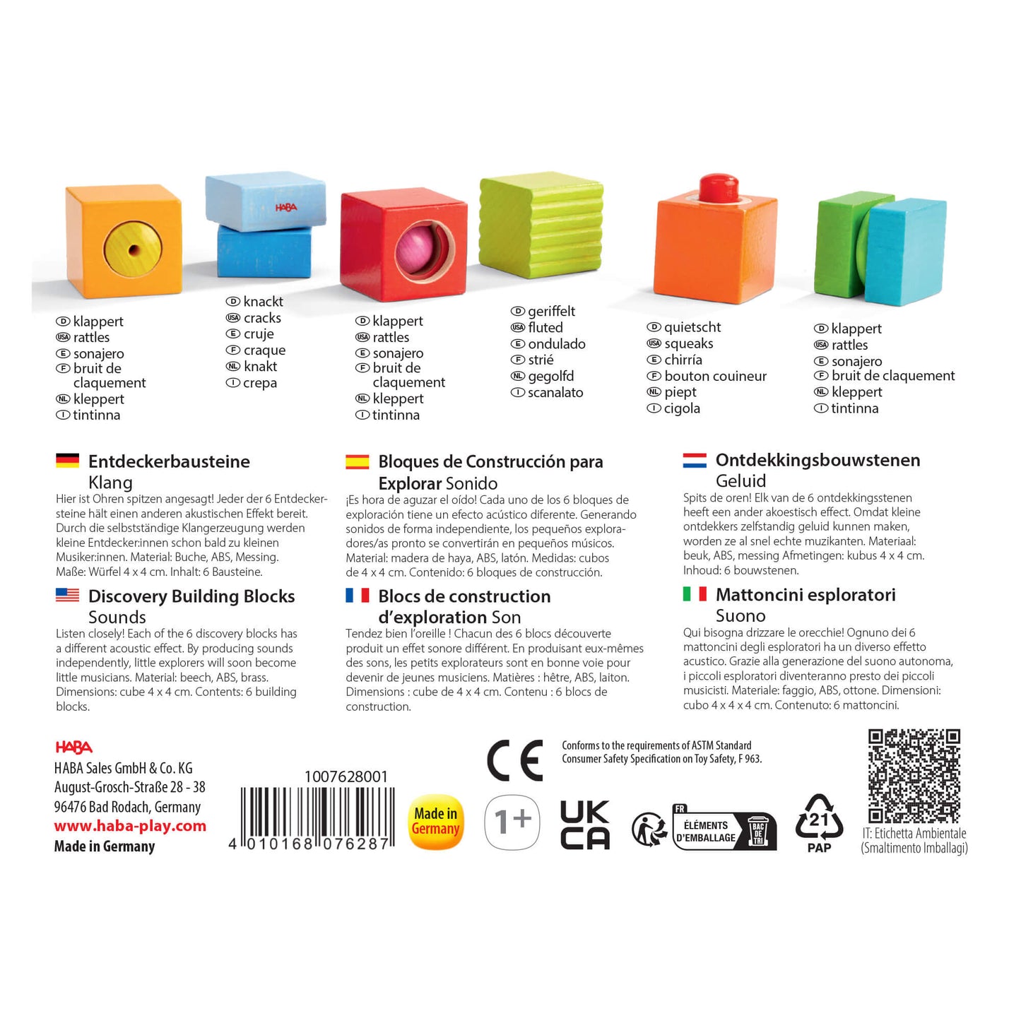 Fun with Sounds Wooden Discovery Blocks