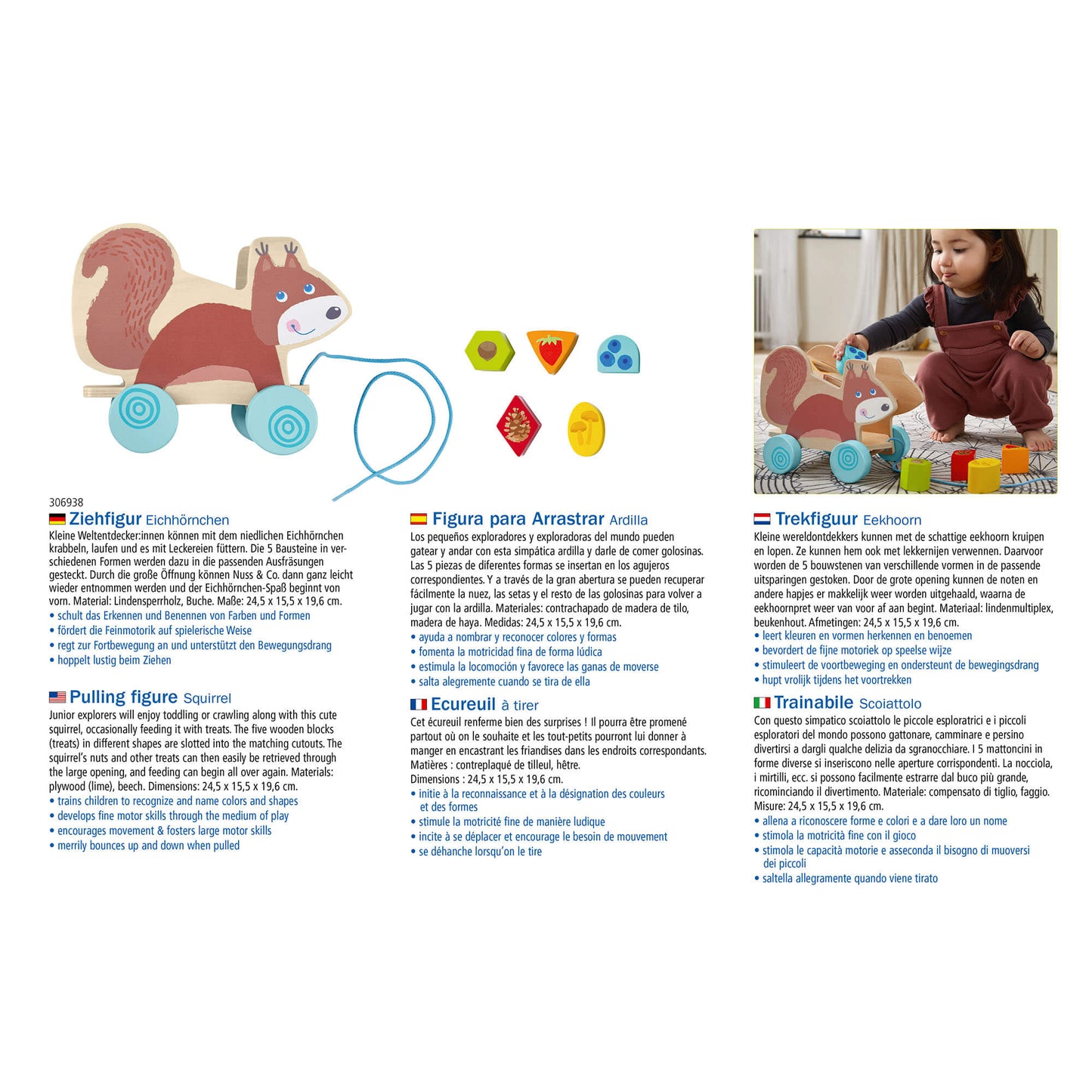 Squirrel Pull Along Toy Sorting Box