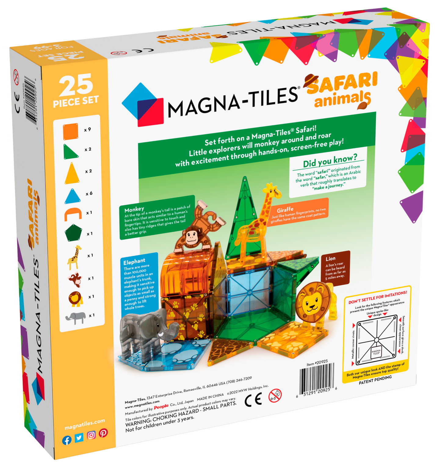 Magna-Tiles Safari Animals 25-Piece Set