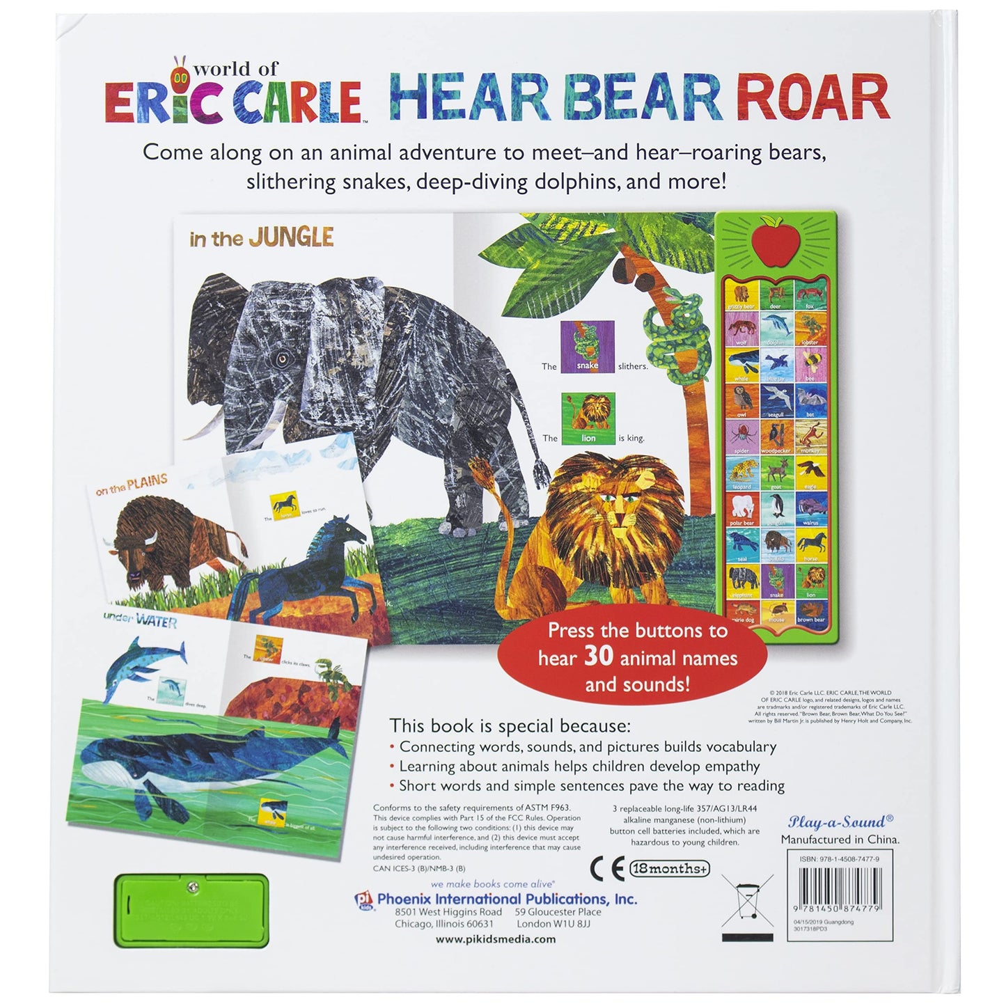 Hear Bear Roar-30 Button Animal Sound Book